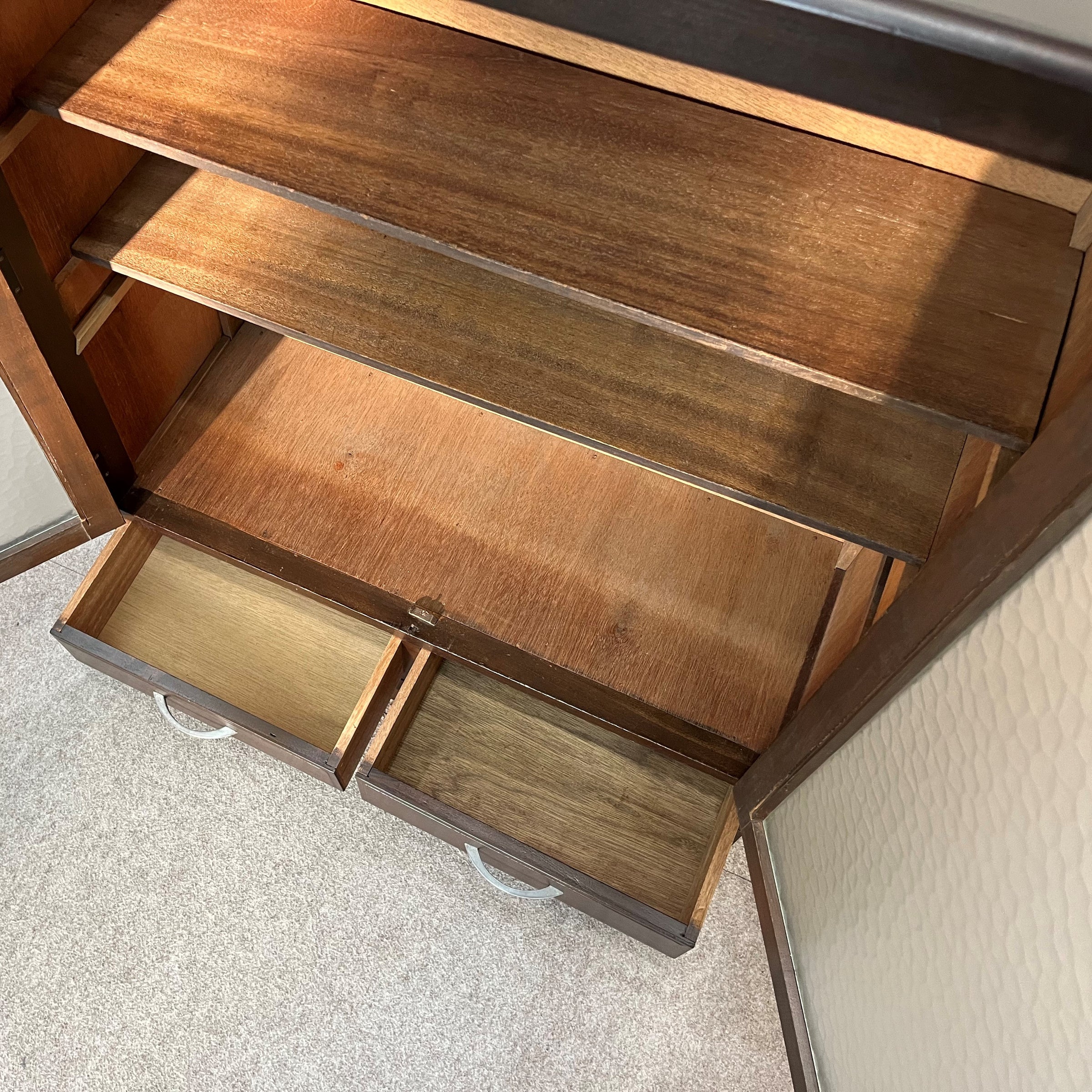 アンティーク ナラ 無垢材 ガラス開き 書棚 古家具 剥離 レトロ アンティーク ナラ材 2段重ね ガラス戸棚 | REFACTORY antiques